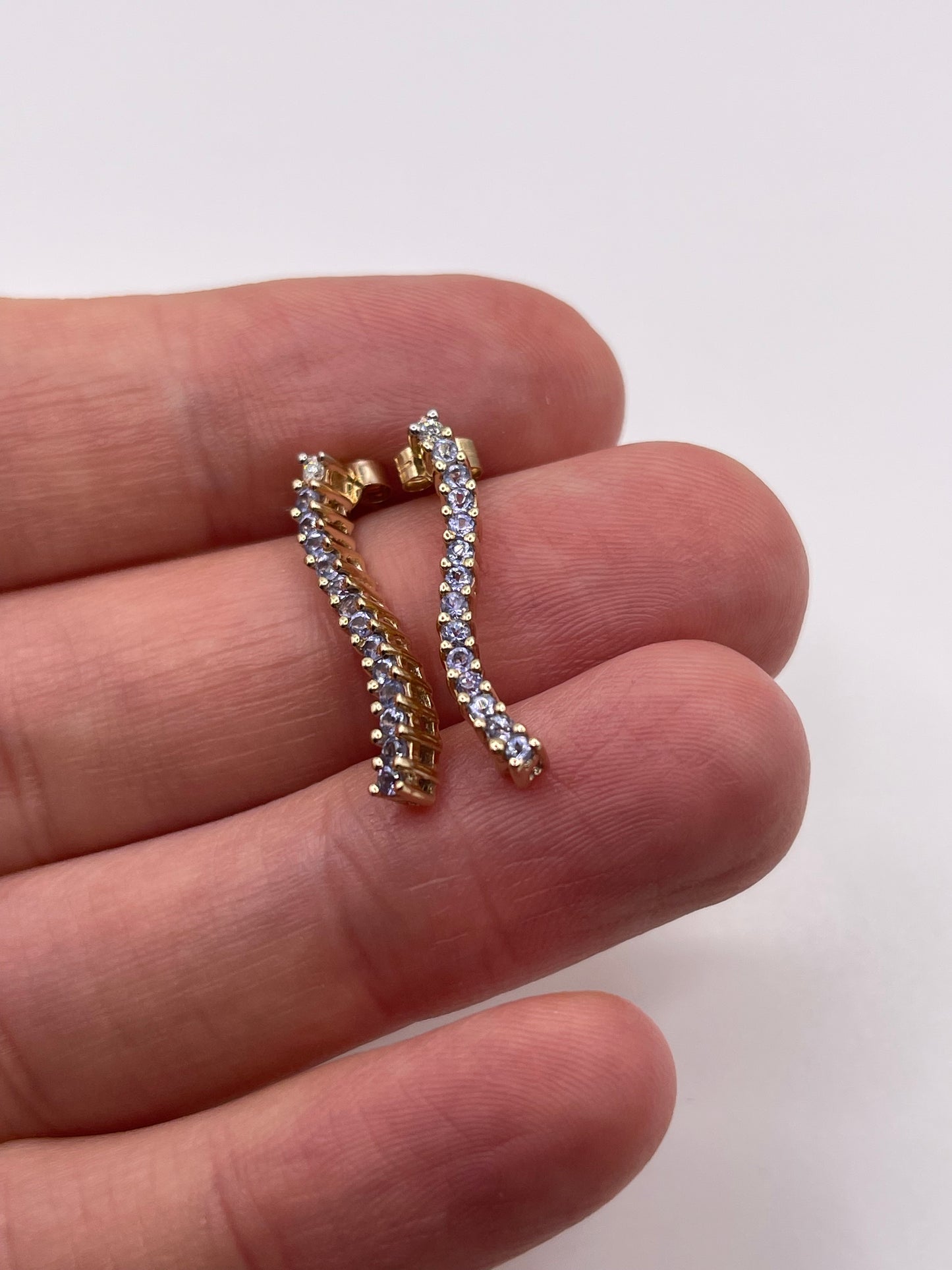 9ct gold tanzanite and diamond earrings