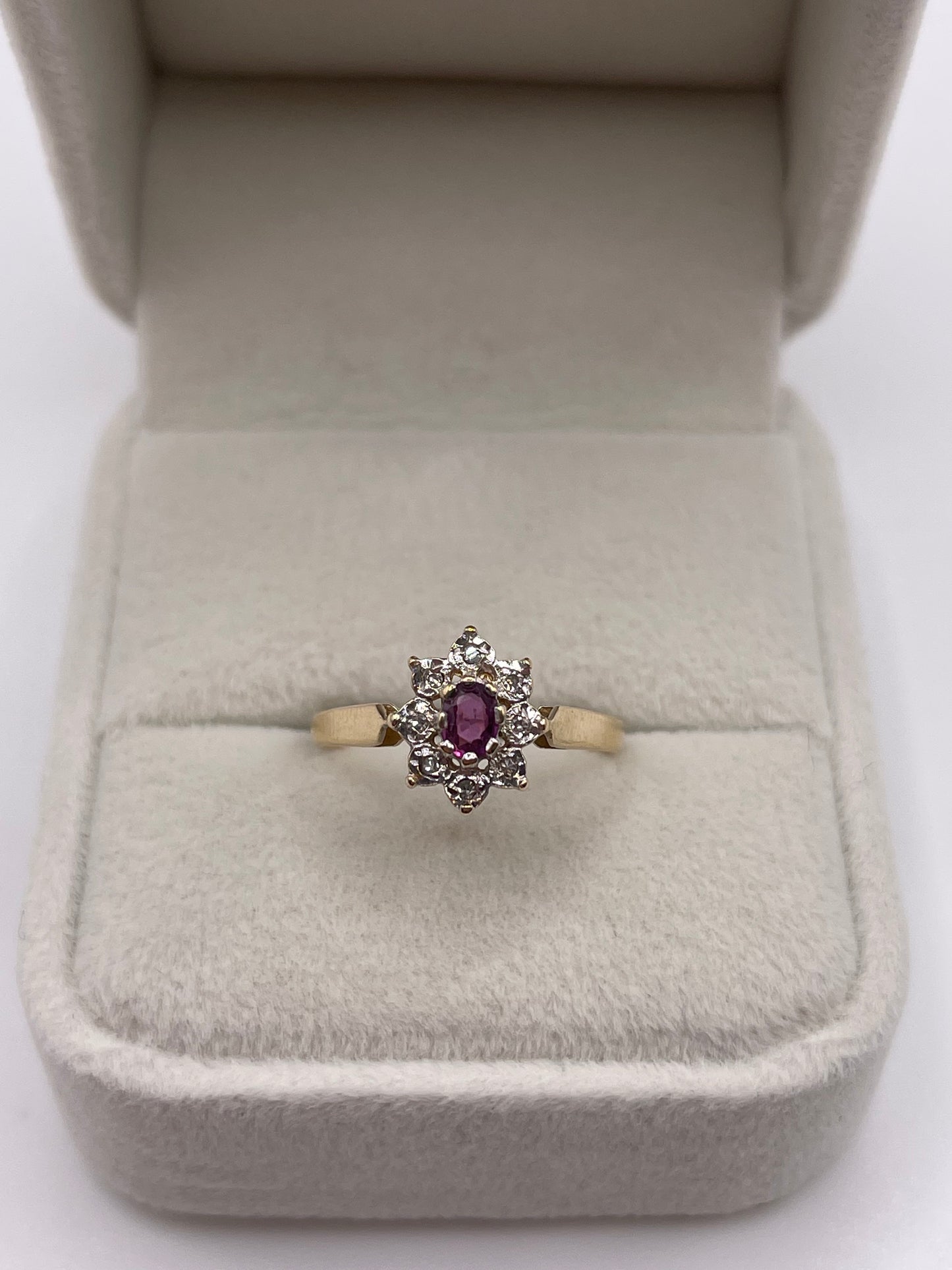 9ct gold ruby and diamond ring