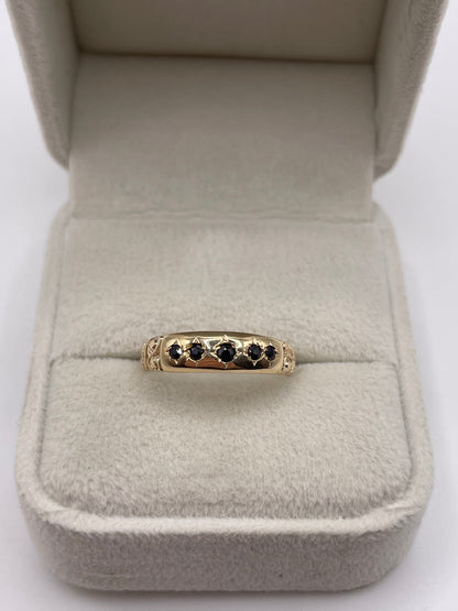9ct gold sapphire gypsy ring