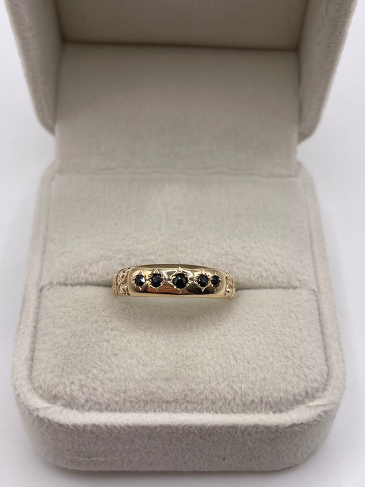 9ct gold sapphire gypsy ring