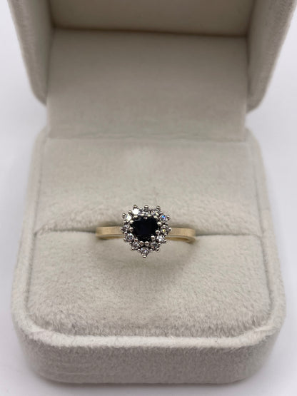 9ct gold sapphire and diamond ring
