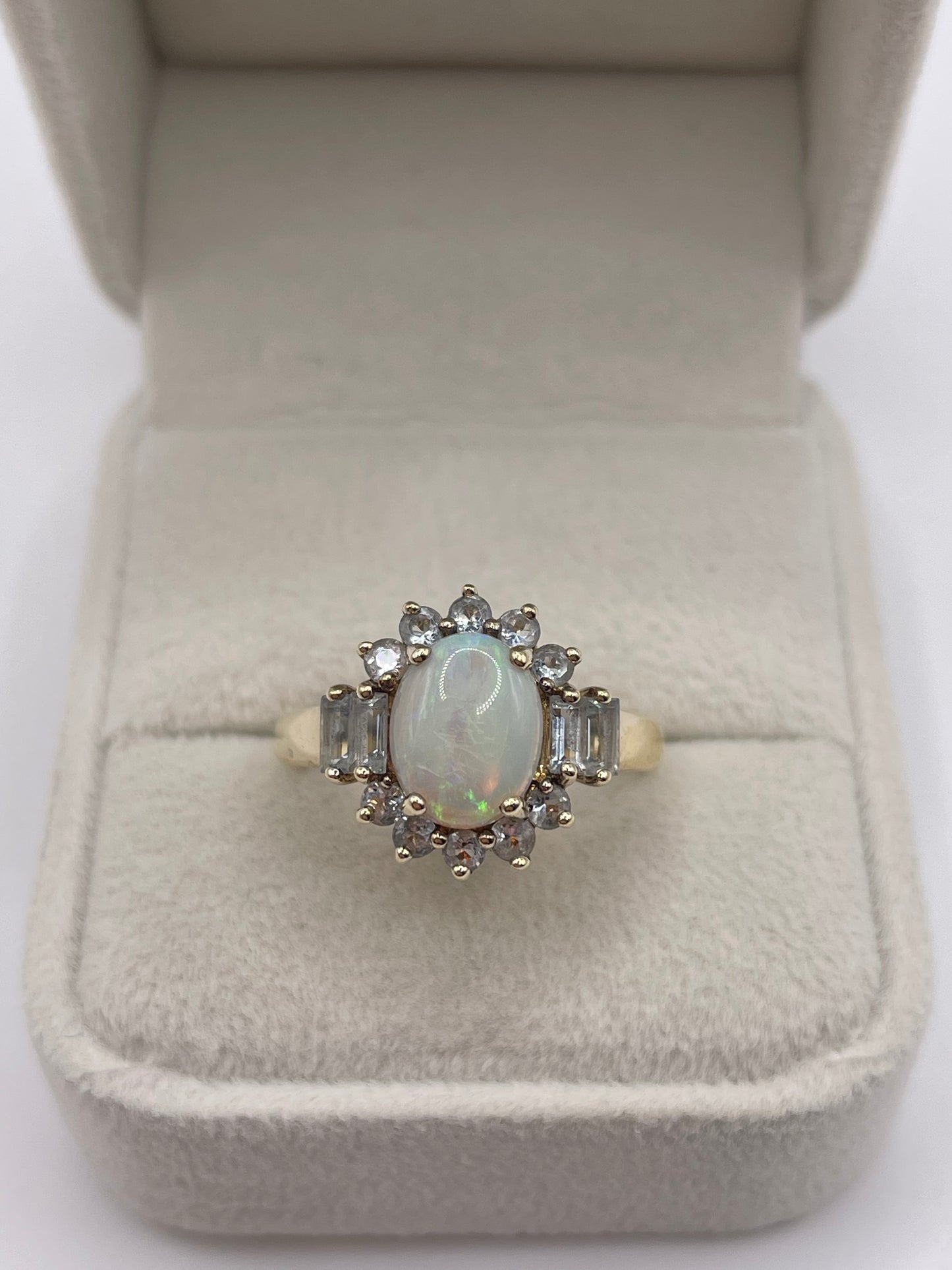 9ct gold opal and aquamarine ring