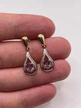 Load image into Gallery viewer, 9ct gold amethyst and diamond earrings
