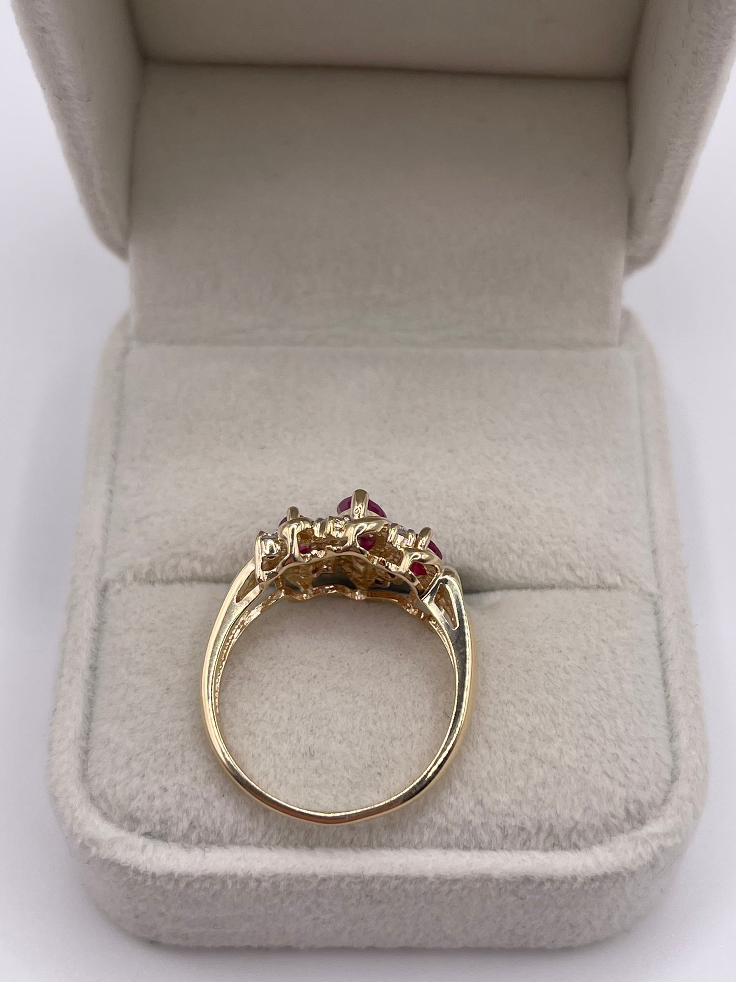 9ct gold ruby and diamond ring