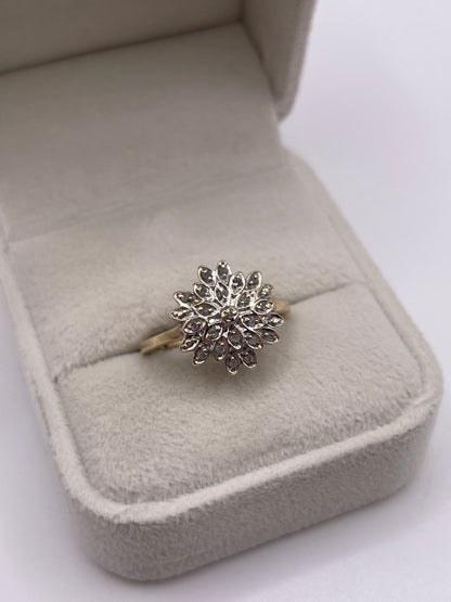 9ct gold diamond cluster ring