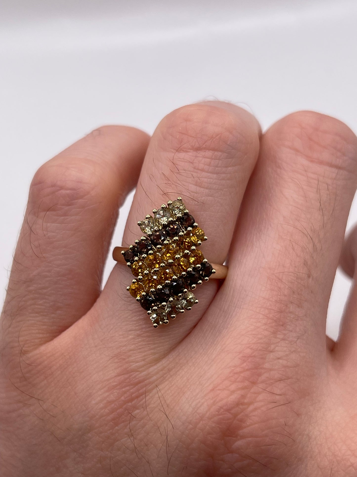 9ct gold multi gemstone ring