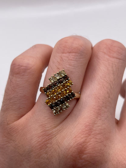 9ct gold multi gemstone ring