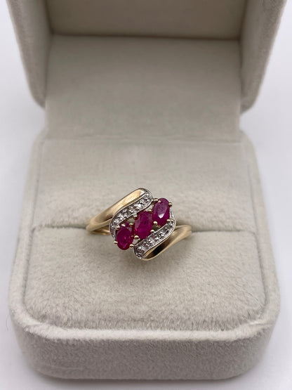 9ct gold ruby and diamond ring