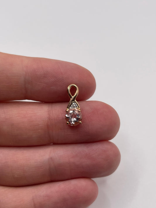 9ct rose gold morganite and diamond pendant