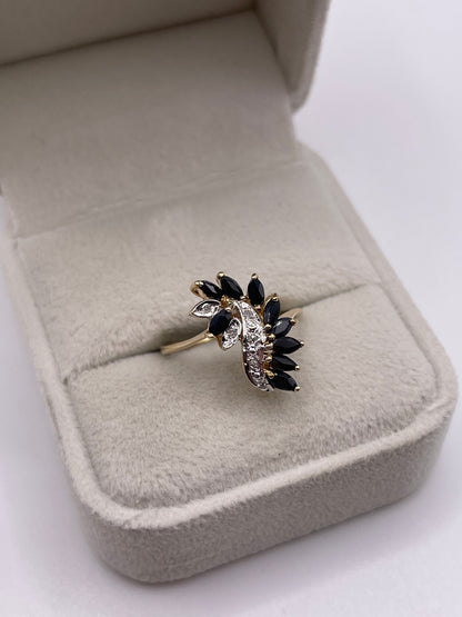 9ct gold sapphire and diamond ring
