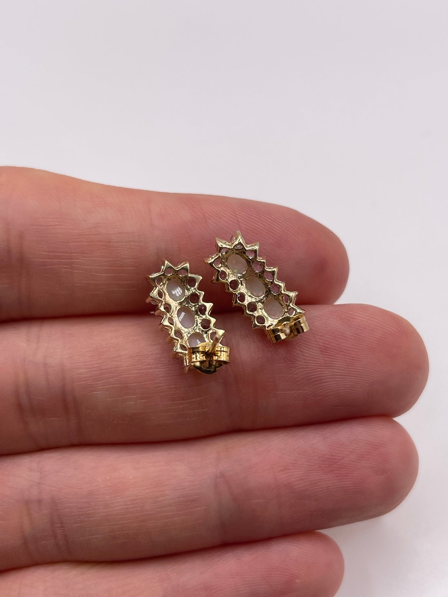 9ct gold opal and tanzanite earrings