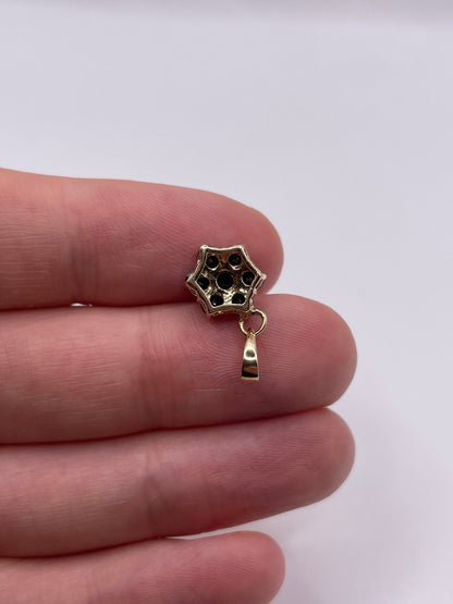 9ct gold black diamond cluster pendant