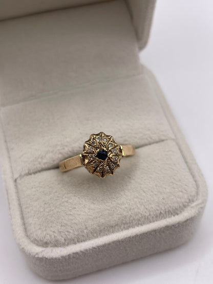 9ct gold sapphire and diamond ring