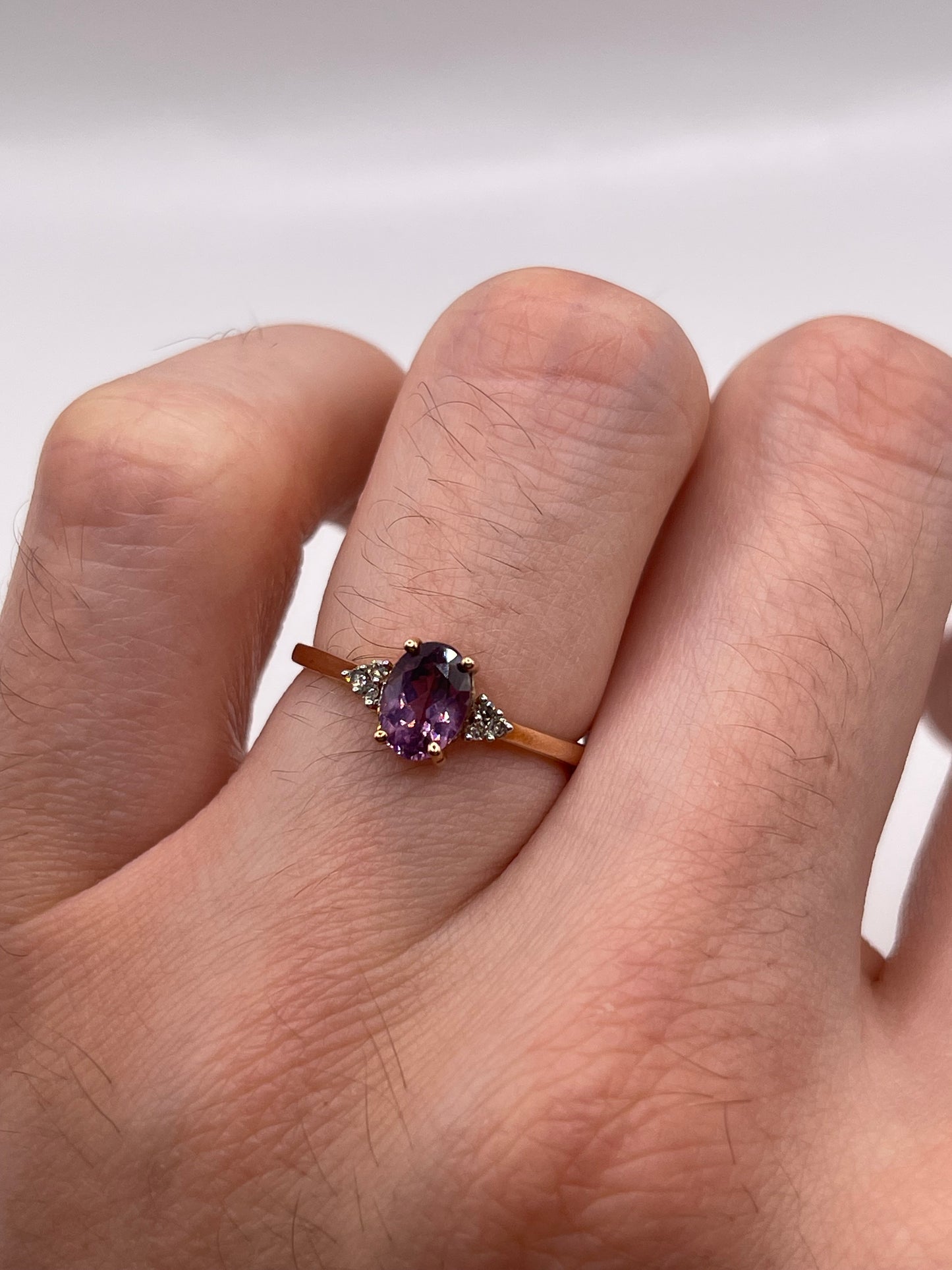 9ct rose gold quartz and diamond ring