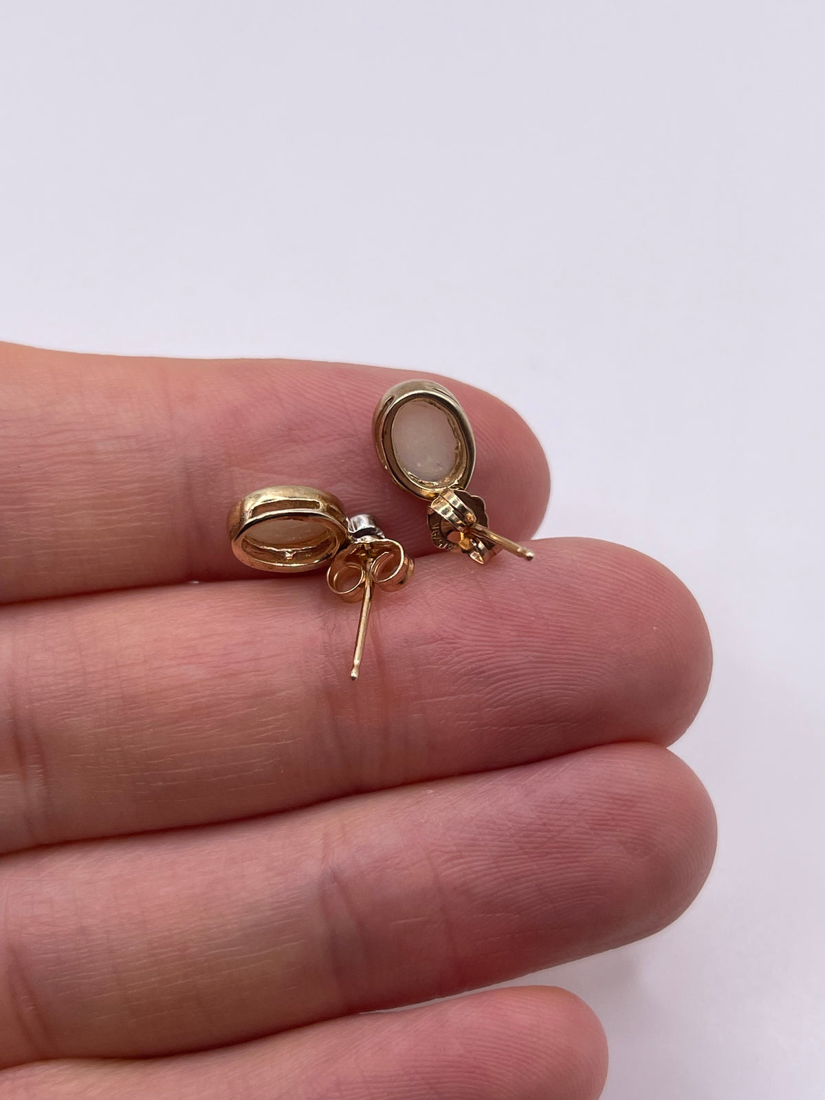 9ct gold opal and diamond earrings