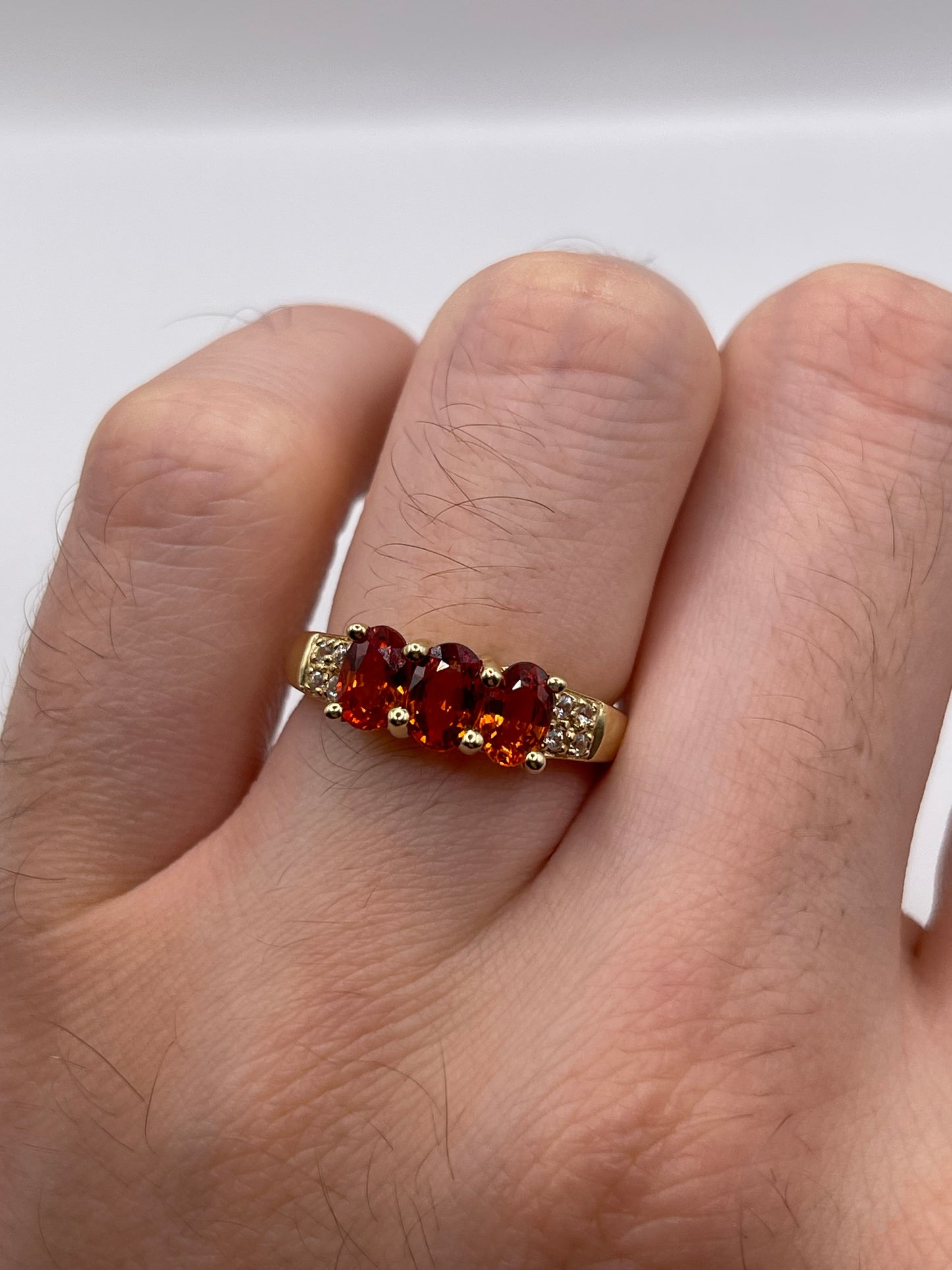 9ct gold orange sapphire and zircon ring