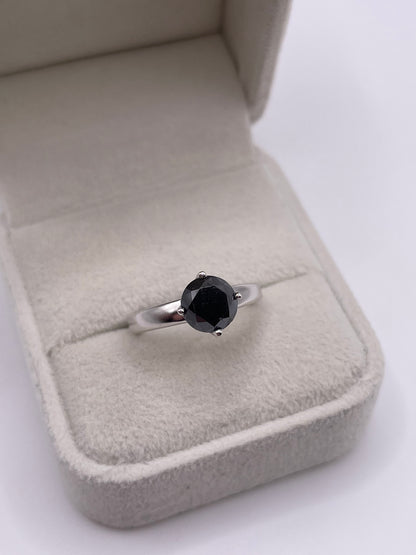 9ct white gold black diamond ring