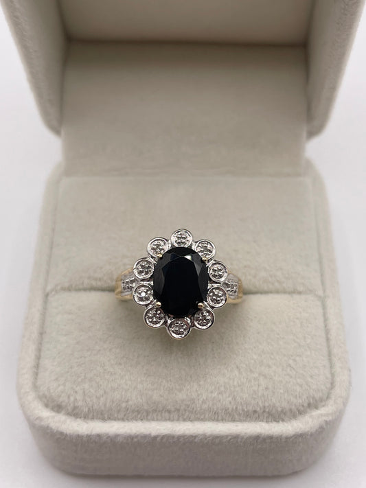 9ct gold sapphire and diamond ring