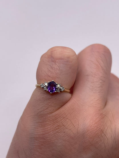 9ct gold amethyst and diamond ring