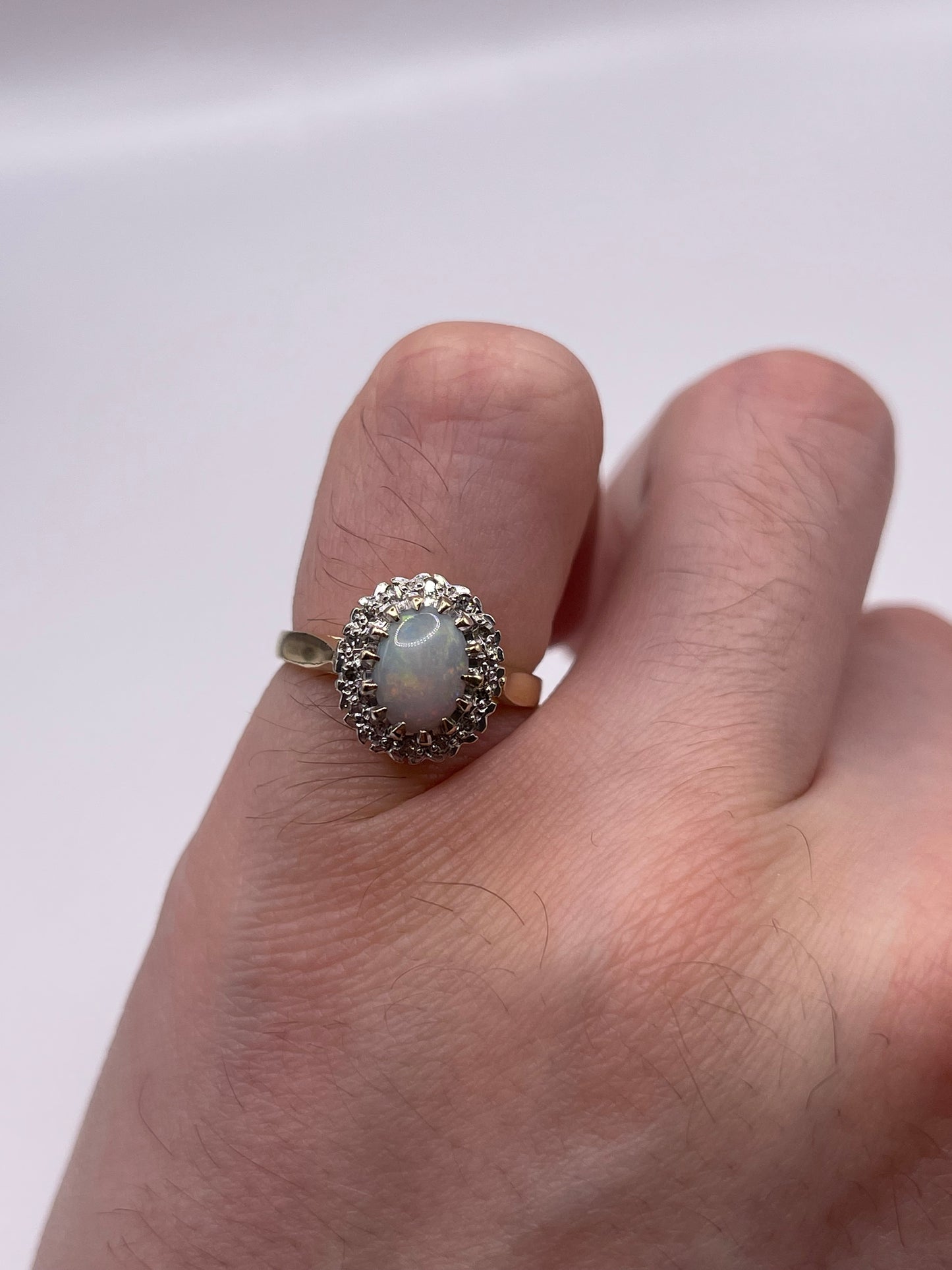 9ct gold opal and diamond ring