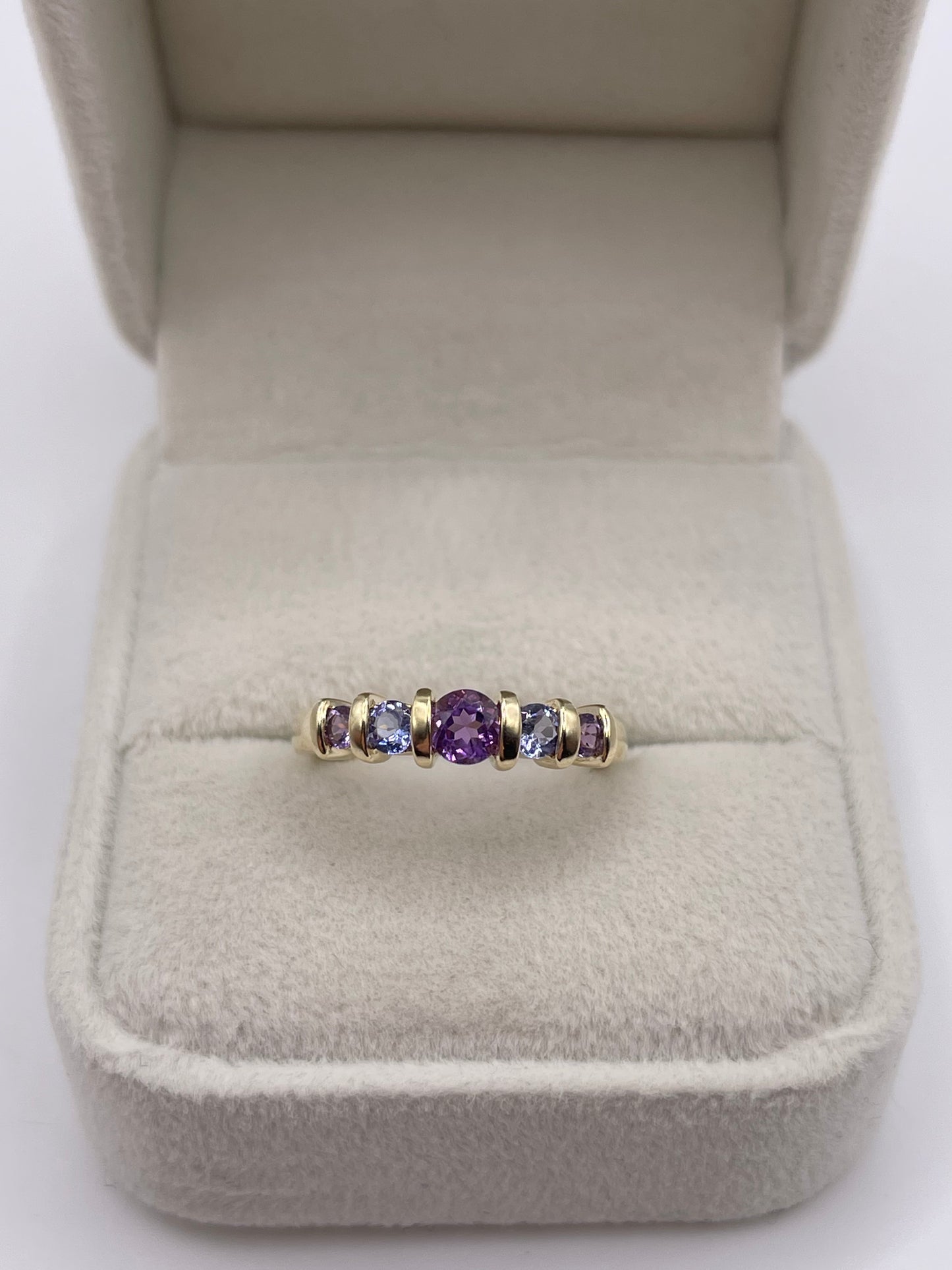 9ct gold amethyst and tanzanite ring