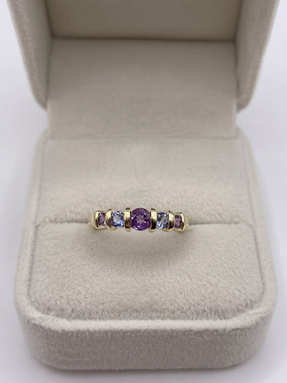 9ct gold amethyst and tanzanite ring