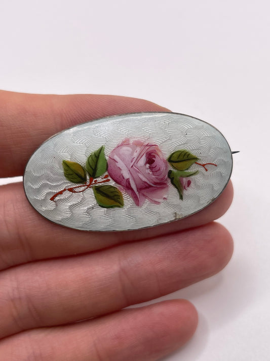 Silver enamel brooch