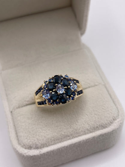 9ct gold sapphire cluster ring