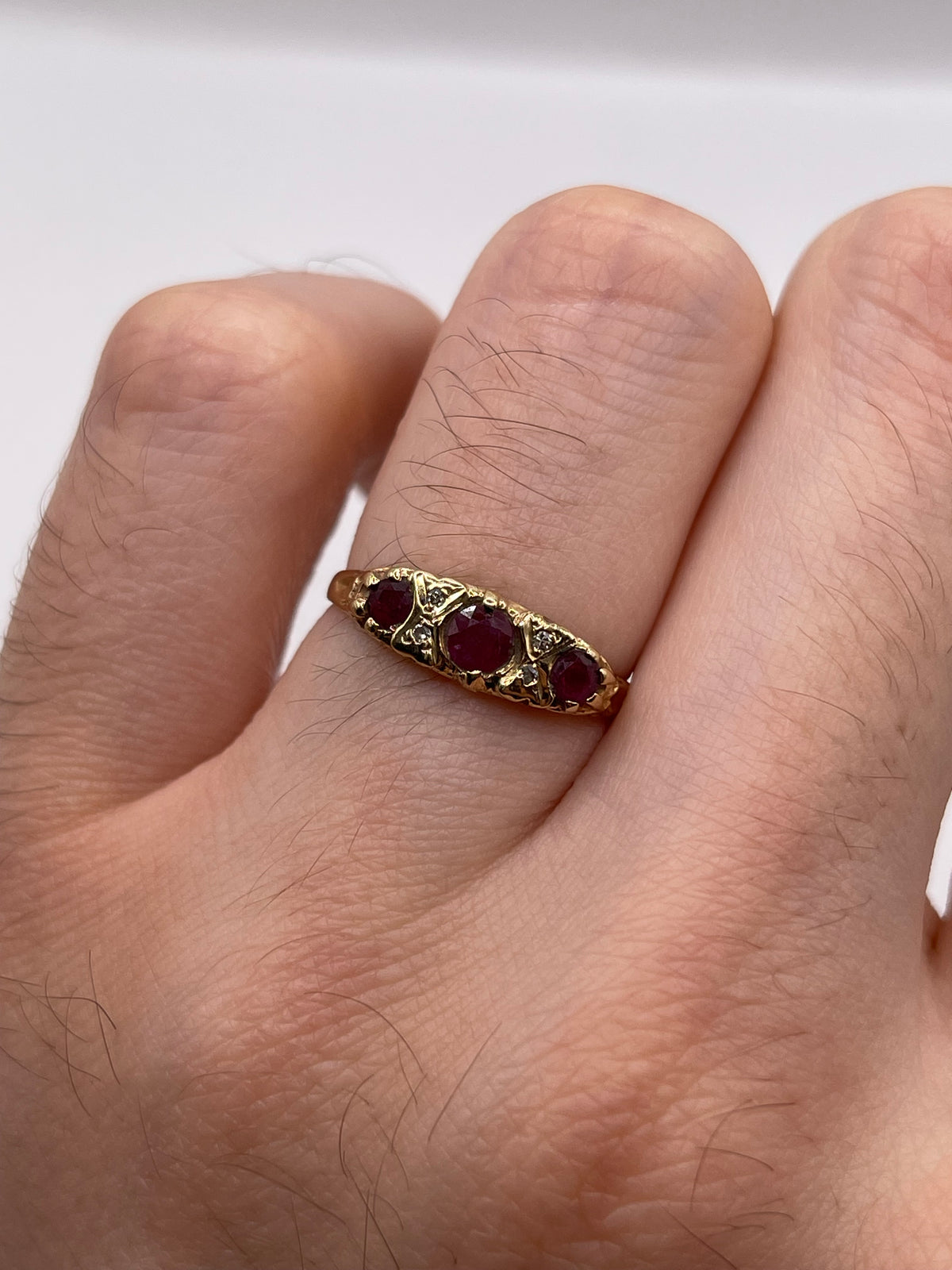 9ct gold ruby and diamond ring