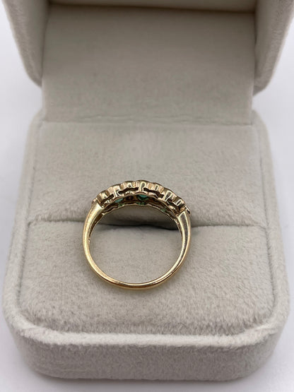 9ct gold emerald and diamond ring