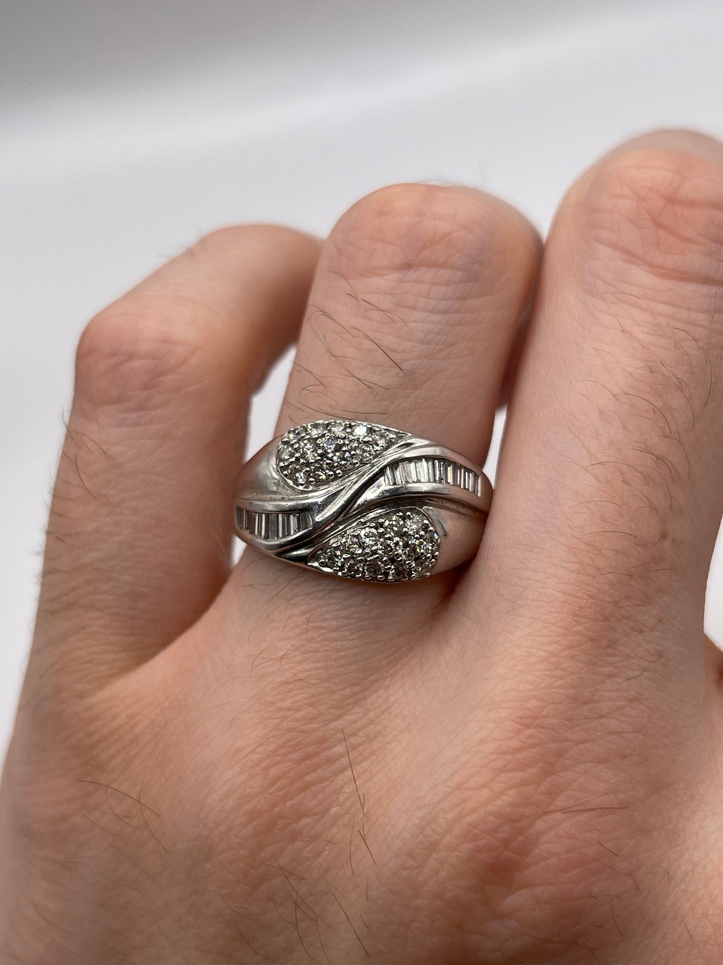 9ct white gold 74 point diamond cluster ring