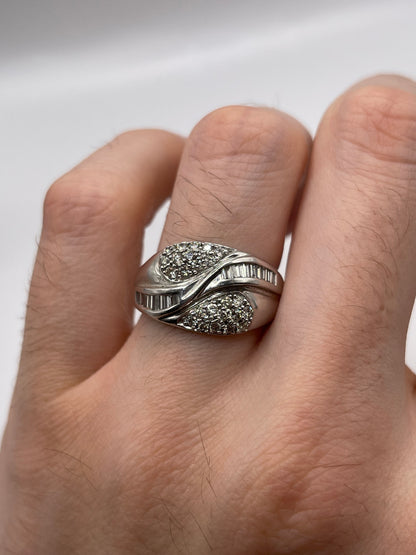 9ct white gold 74 point diamond cluster ring