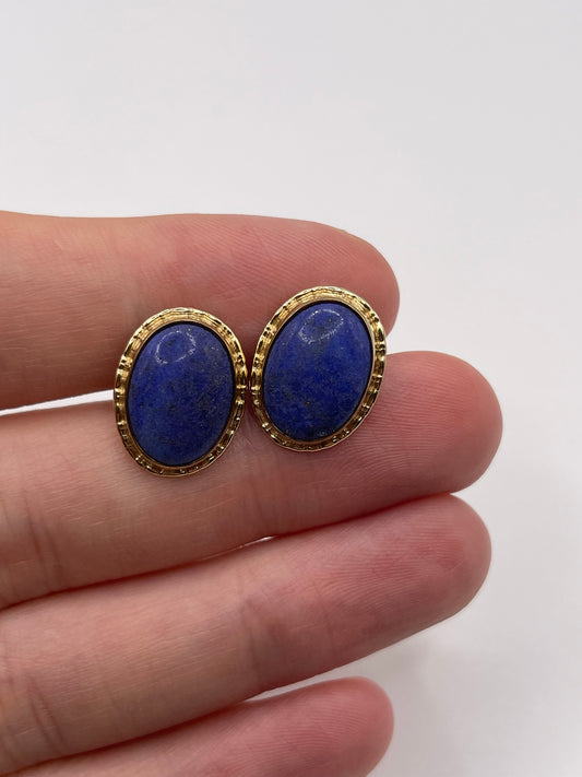 9ct gold lapis lazuli earrings