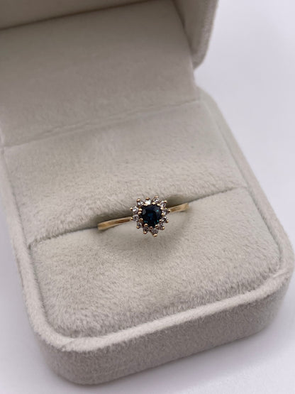 9ct gold sapphire and diamond ring