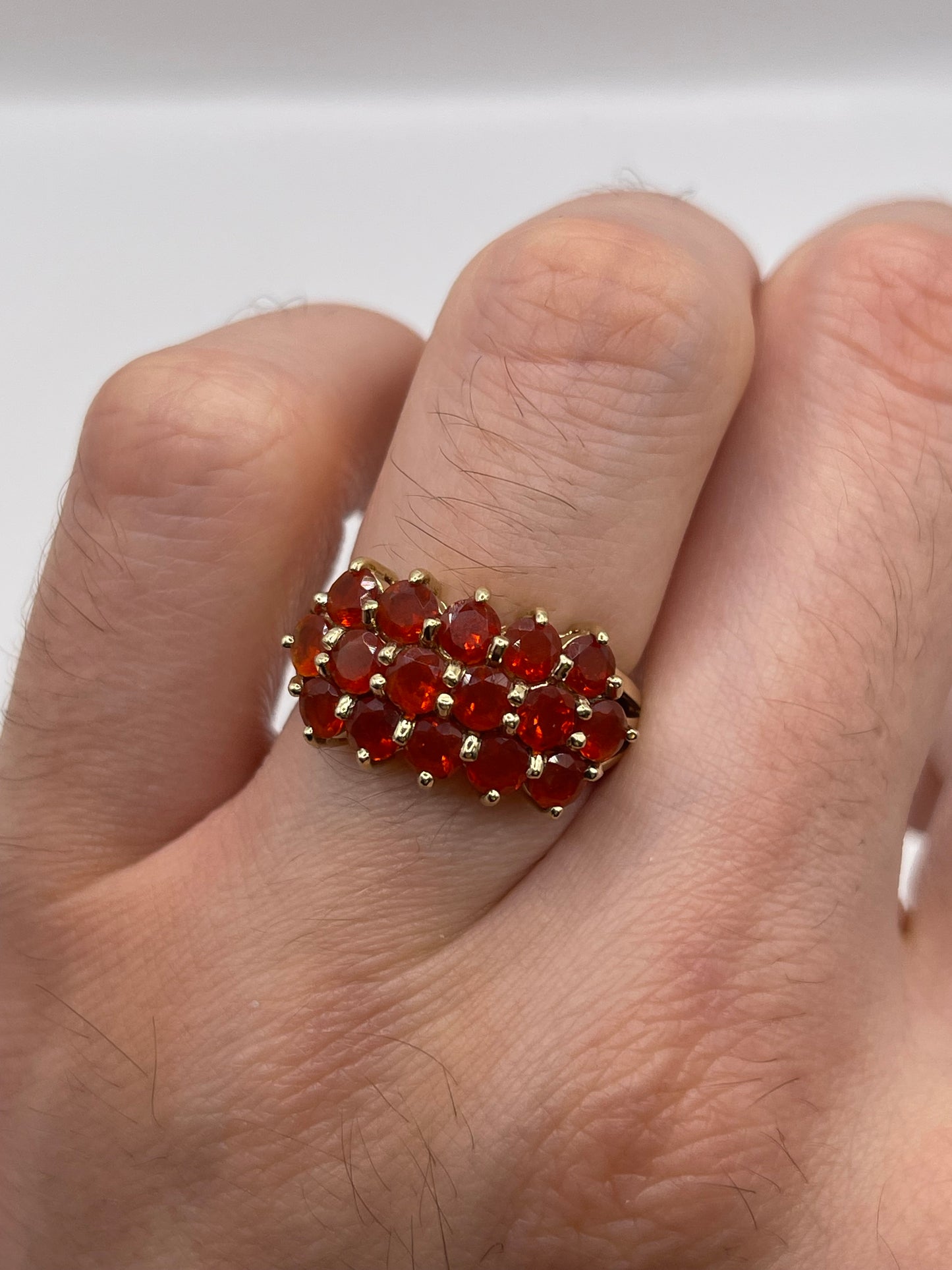 9ct gold fire opal cluster ring