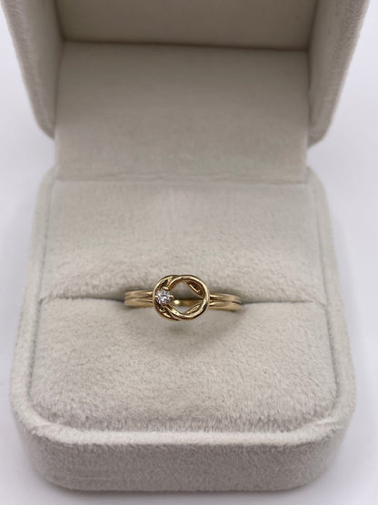 9ct gold diamond knot ring
