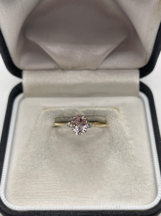 9ct gold kunzite and zircon ring