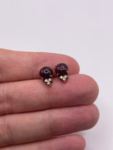 Load image into Gallery viewer, 14ct gold cabochon garnet and diamond earrings
