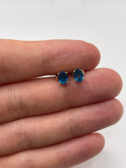 9ct gold blue apatite earrings