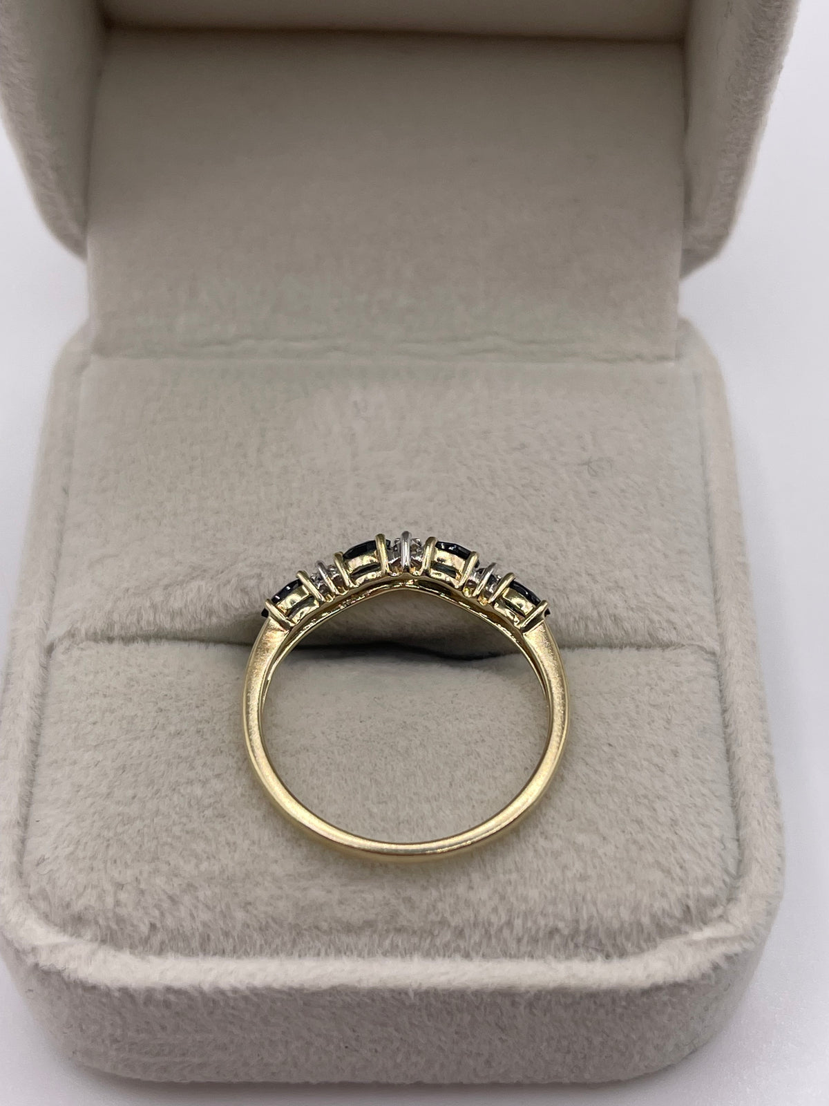 9ct gold sapphire and diamond wishbone ring