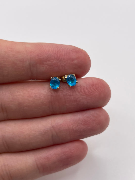 9ct gold blue apatite earrings