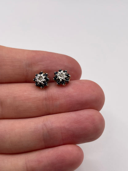 9ct gold sapphire and diamond earrings