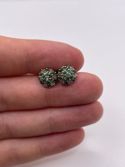9ct gold emerald and diamond earrings