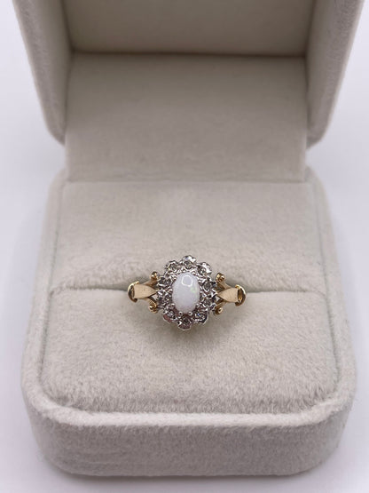 9ct gold opal and diamond ring