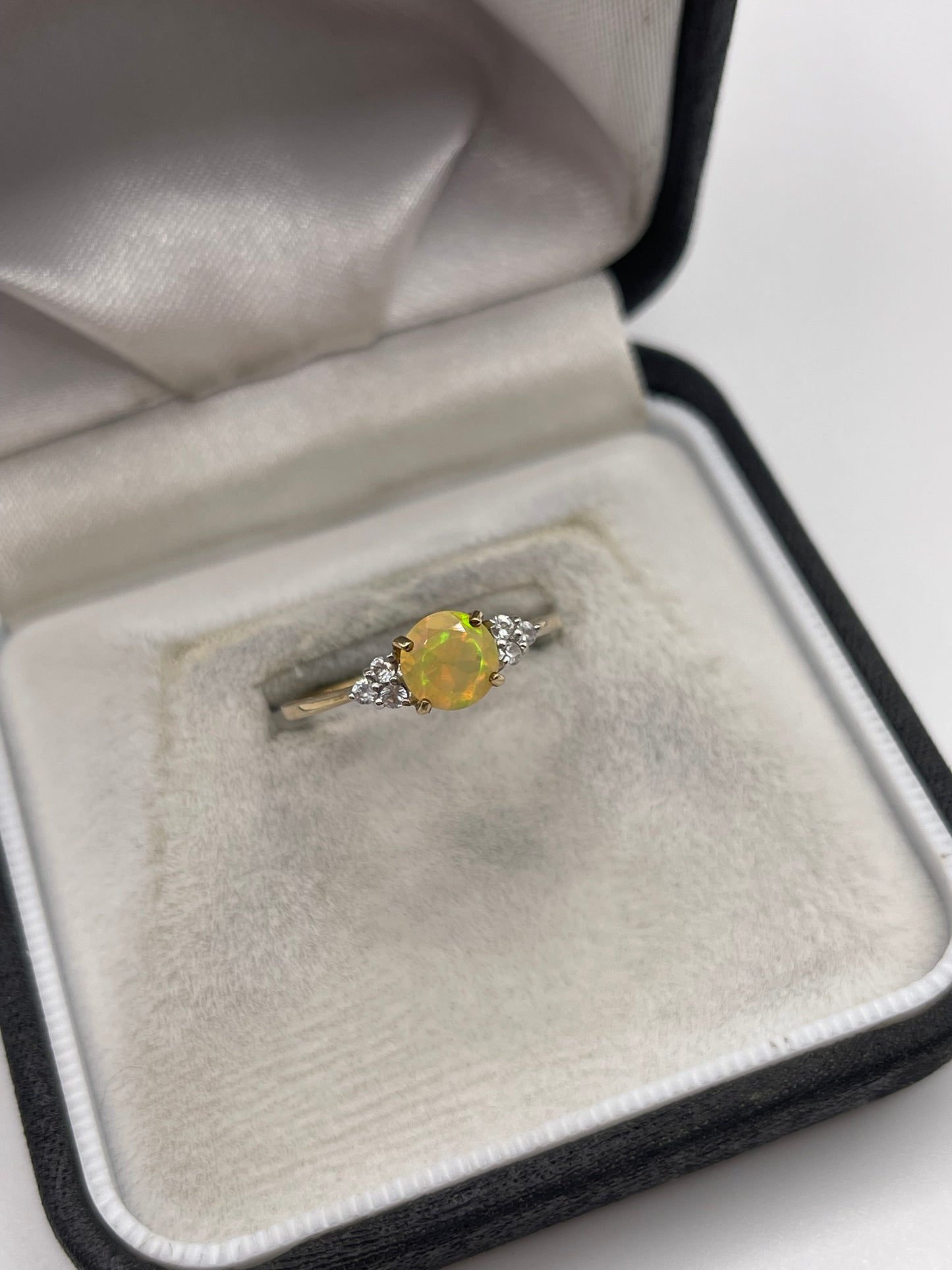 9ct gold opal and zircon ring