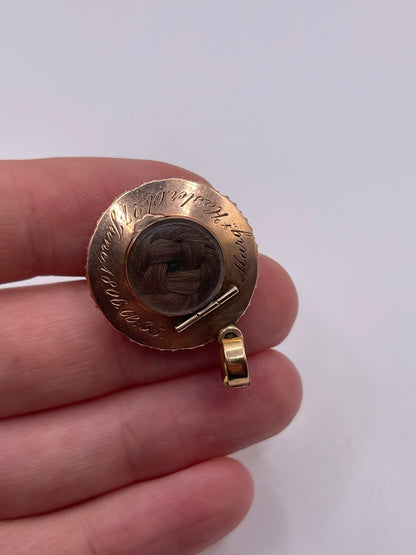Antique 9ct rose gold pearl mourning pendant