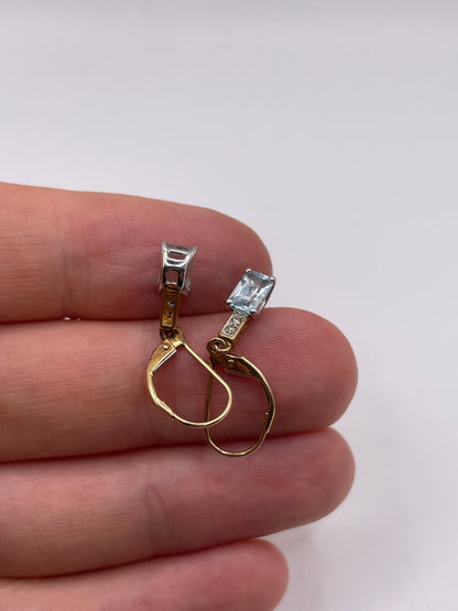 9ct gold aquamarine and diamond earrings