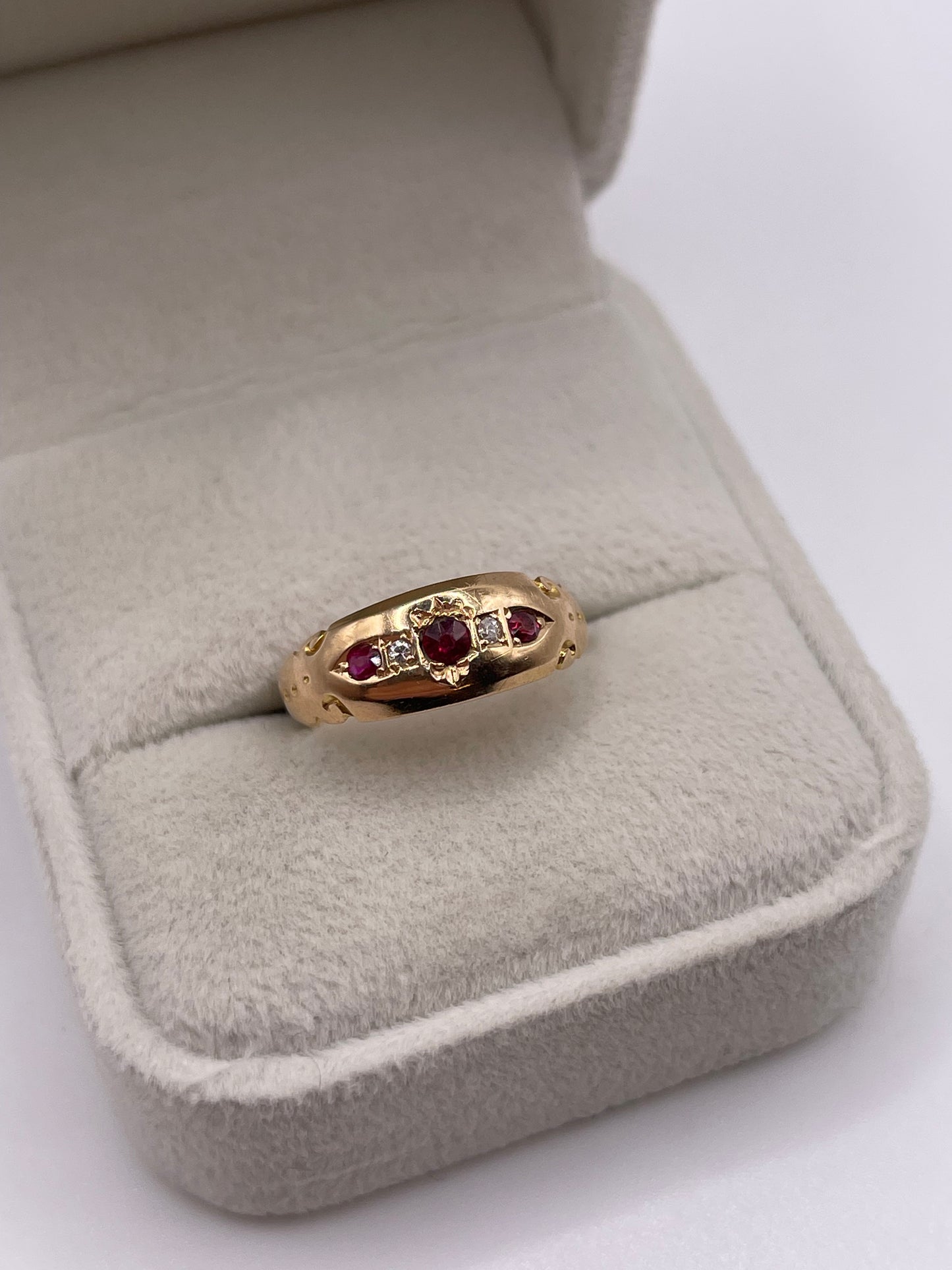 Antique 9ct gold ruby and diamond ring