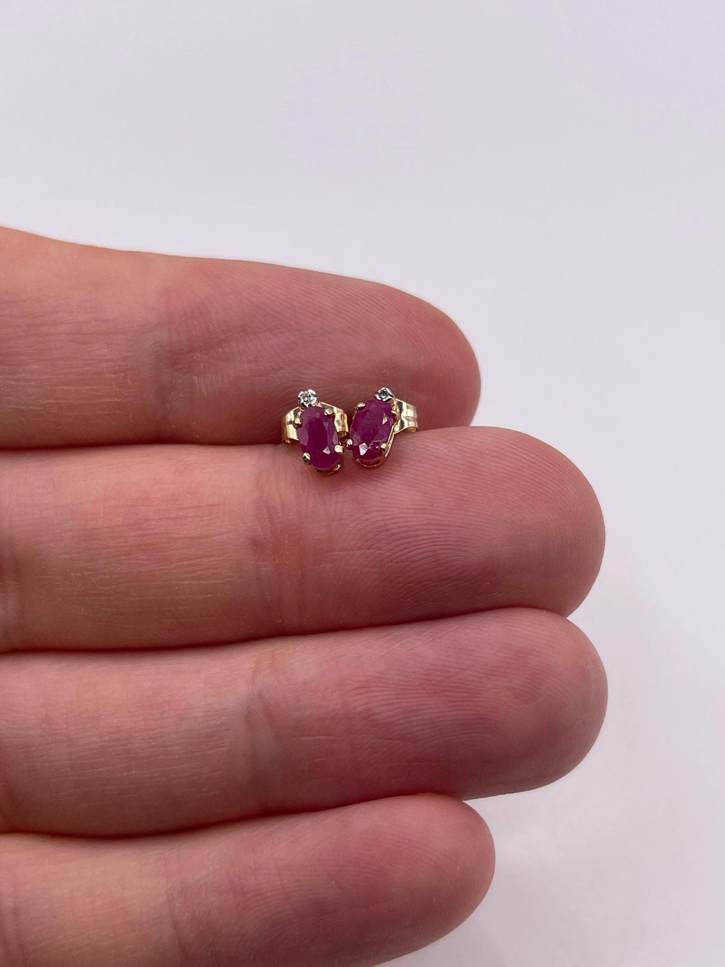 9ct gold ruby and diamond earrings