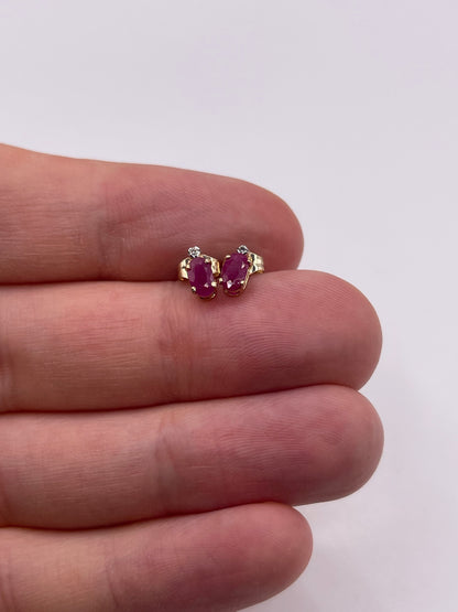 9ct gold ruby and diamond earrings